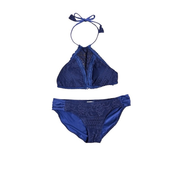 BECCA Other - BECCA Deep Blue Crochet Bikini Top and bottoms size large bikini
